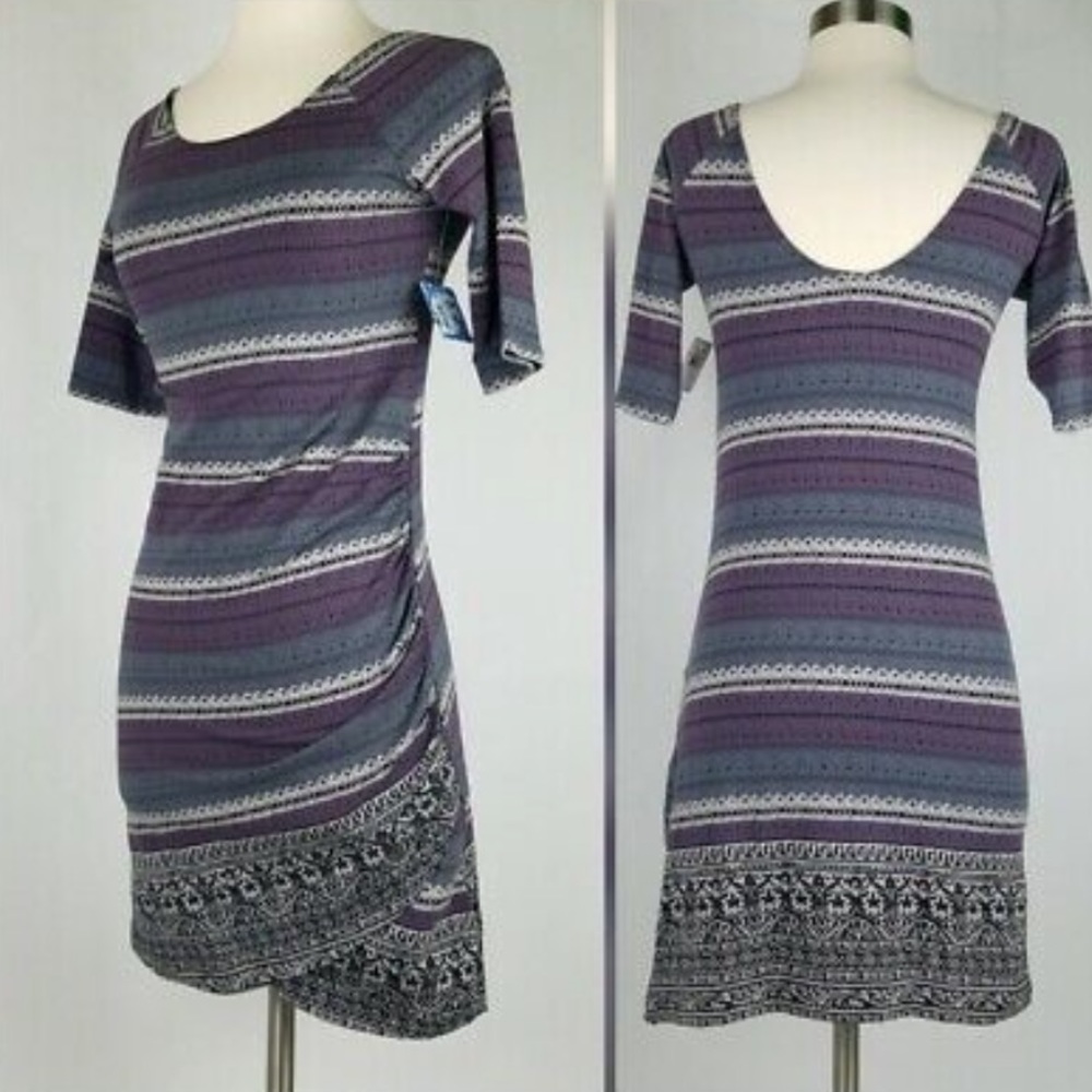Free People Striped Purple and Blue Knit Bodycon Dress - Picture 13 of 13